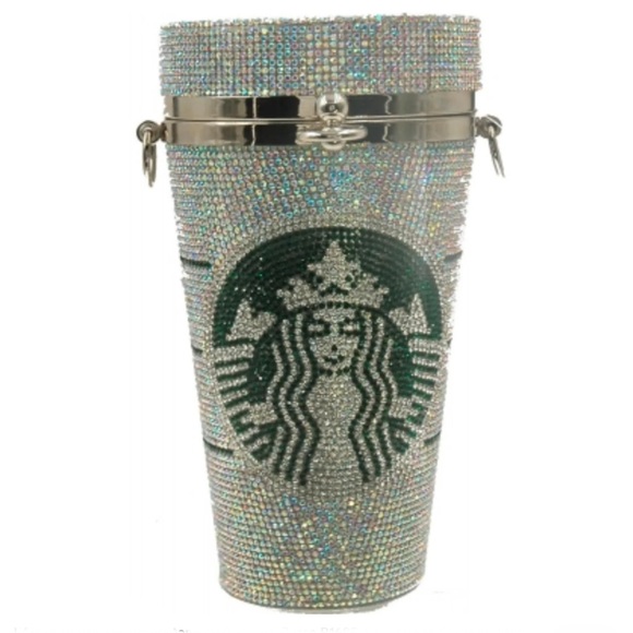 Starbucks Silver, Green & Gold Rhinestone Crossbody Purse - Picture 11 of 15